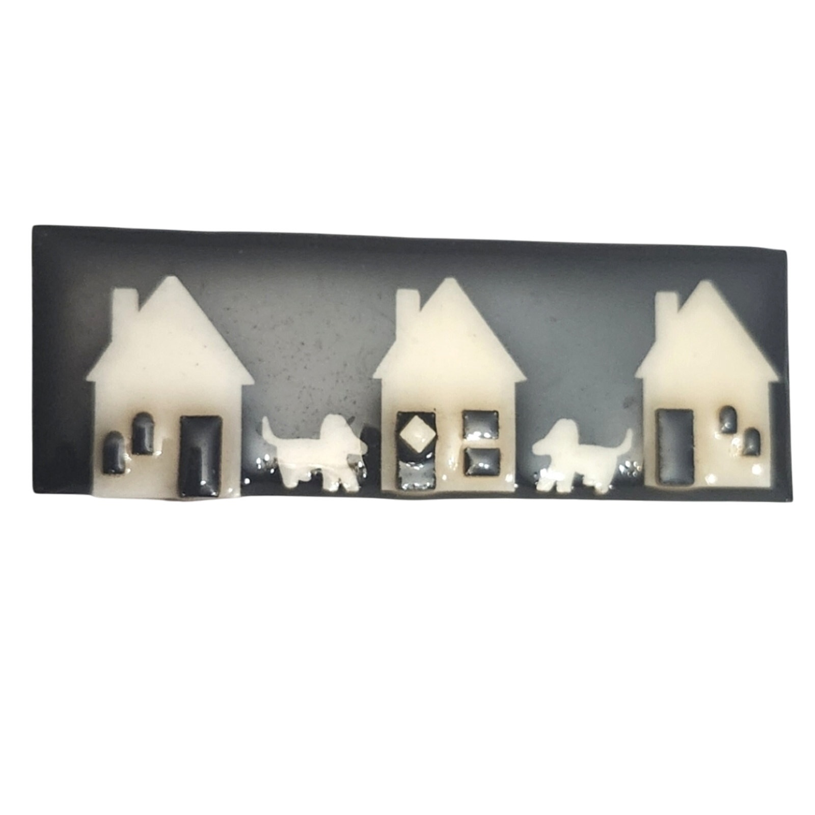 Vtg Early Pre Website House Pins By Lucinda Black White Dogs Pin Brooch
